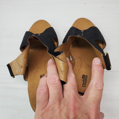 Collection By Clarks Cushion Soft Summer Sandals Size 9 Black Leather Fast Ship - Picture 14 of 17