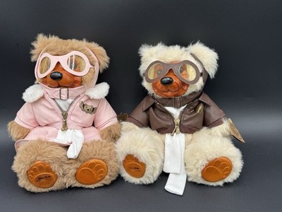 Set 2 Raikes Bears Lindy Jr and Amelia Pilot Flying High Collectibles 1992