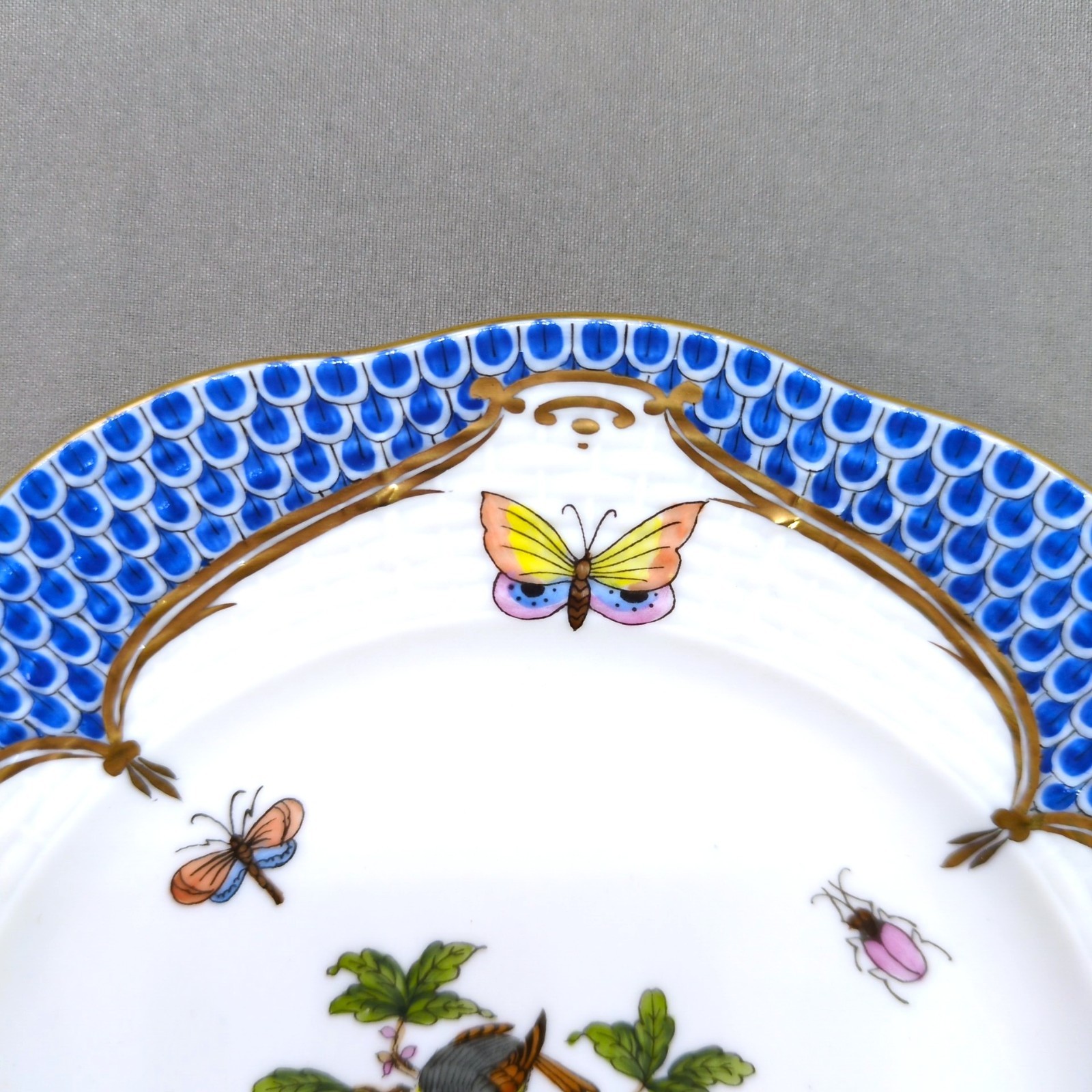 Herend Hand-Painted Blue Rothschild Bird Bread & Butter Plates – Set of 3 (6.5")