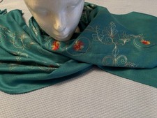 Pashmina Embroidered Wrap Scarf Shawl w Fringe Bling NWOT