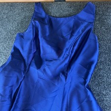 Adrianna Papell Mikado Evening Gown Dress Womens 10 Blue Pleated Front Back Zip