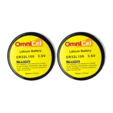 2x OmniCel ER32L100 3.6V 1.7Ah Sz 1/6D Lithium Battery Nickel Pin