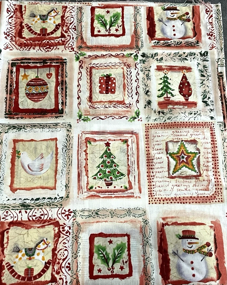 Fabric Blanket Quilting 2010 in Multicolor Christmas Pattern 100% Cotton 1.21 Yd - Image 4 of 4