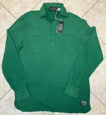 Ralph Lauren Polo Country Shirt Mens S Green Moleskin Popover Workshirt NWT $198