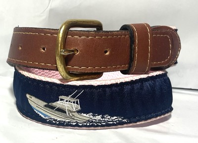 Girls Ocean Rider Canvas Leather Belt Sz24 1.25 Wide Jarrett Bay Boat GC