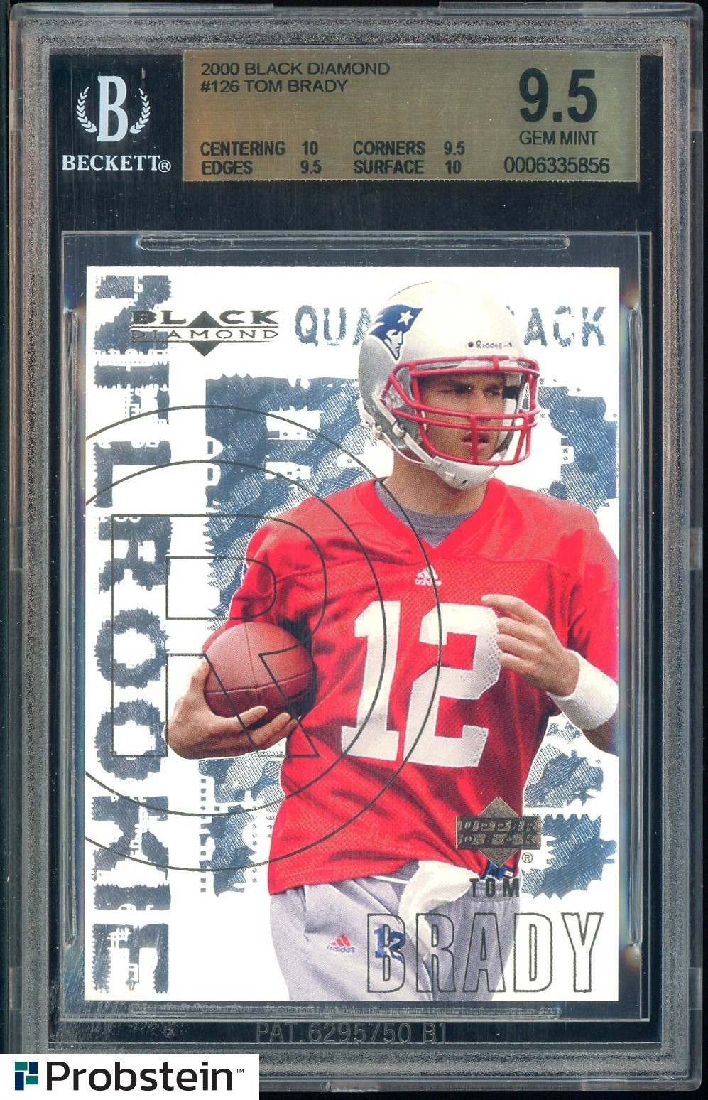 2000 UD Black Diamond #126 Tom Brady New England Patriots RC Rookie BGS 9.5
