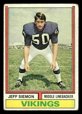 1974 Topps #319 Jeff Siemon - Minnesota Vikings (Low Grade)
