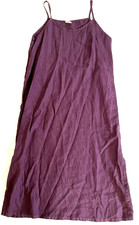 Pure Match Womens L Dress Linen Maxi Bohemian Beach Cottagecore Hippie Slit