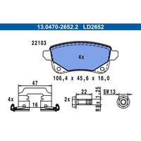 ATE 13.0470-2652.2 Bremsbelagsatz FüR Renault Grand Scenic JZ0 1