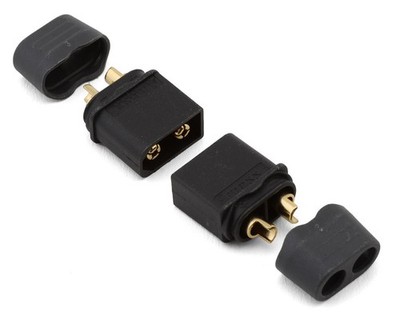 Samix XT60 Connectors w/Wire Covers (Black) (2 Male) [SAMCXT60H-002MBK]