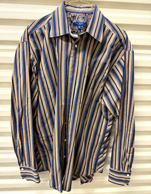 Ted Baker London Mens 16.5 34/35 Striped Dress Shirt Paisley Inside Collar