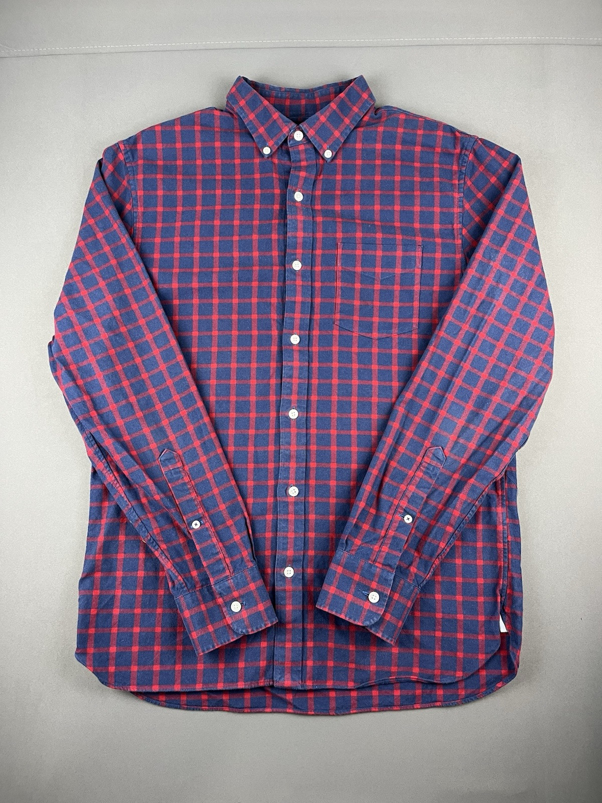 Bonobos Plaid Button Down Longsleeve Red Blue Medium 100% Cotton Standard fit