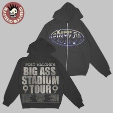 Post Malone Posty Co Big Ass Stadium Tour 2025 Two Sided Zip Hoodie Reprint