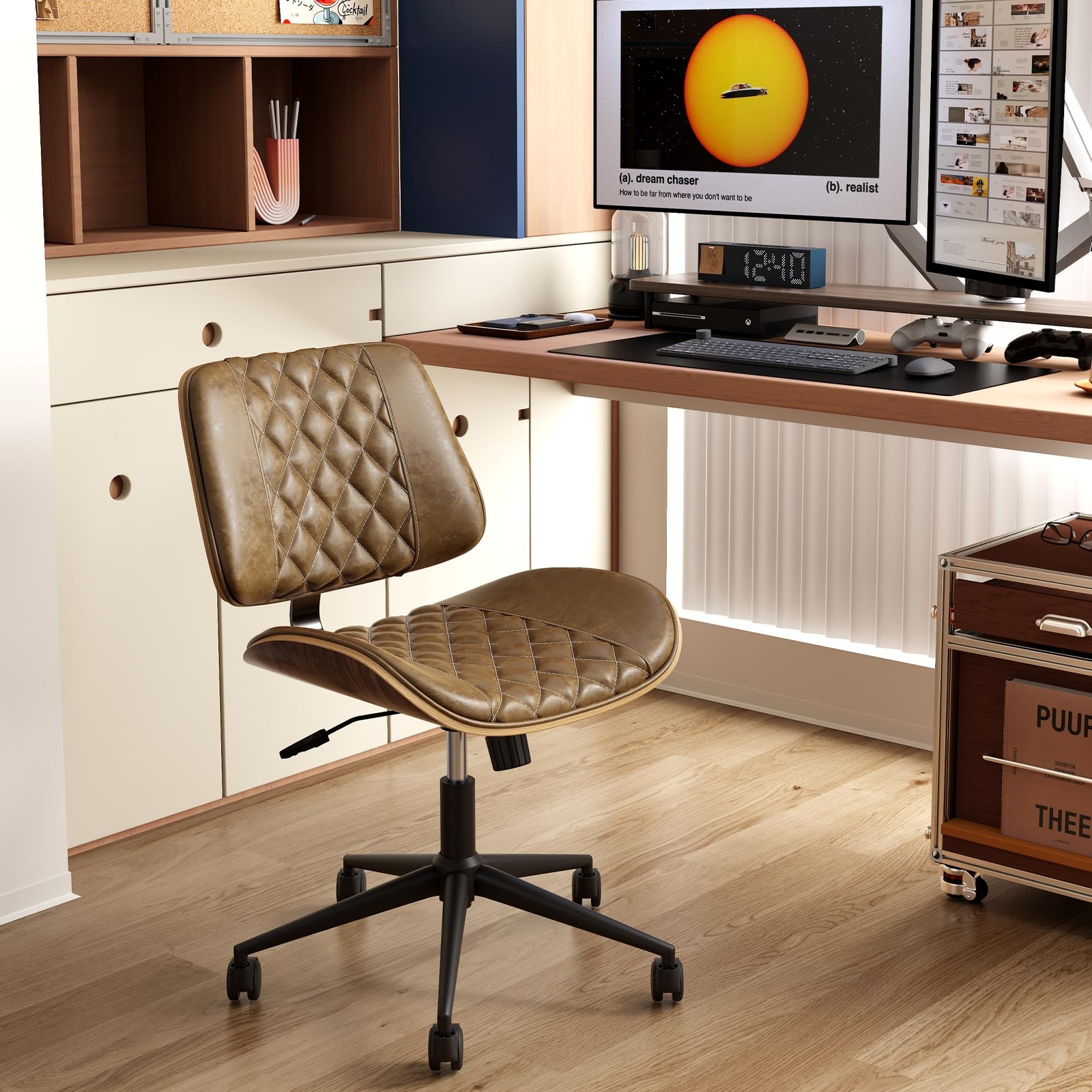 No Arms With Wheels, Armless Adjustable Height Small Desk C...