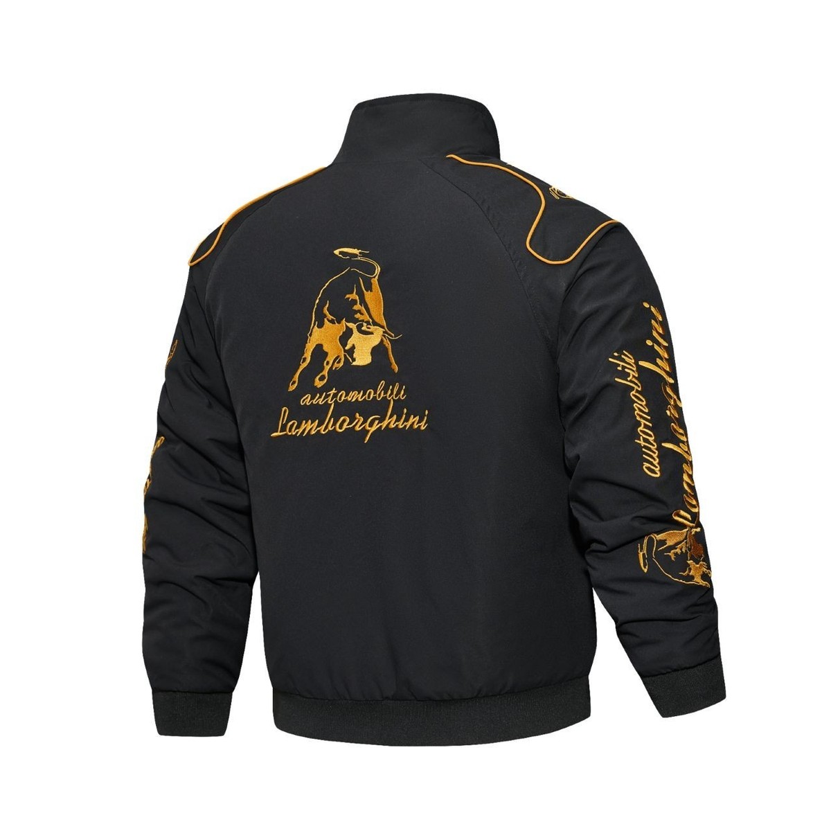 Black Lamborghini Racing Jacket – Luxury Embroidered Bull Logo