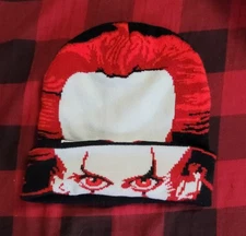 IT Pennywise Unisex Knit Beanie / Skully / Hat / Cap -WHITE/RED