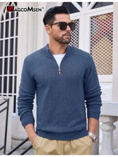 Cotton Sweaters Mens 1/4 Zip Pullover Turtleneck Sweater Fall Winter W