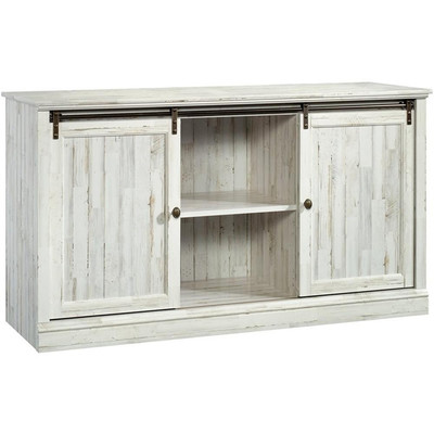 Sauder Barrister Lane Engineered Wood TV Stand in White Plank
