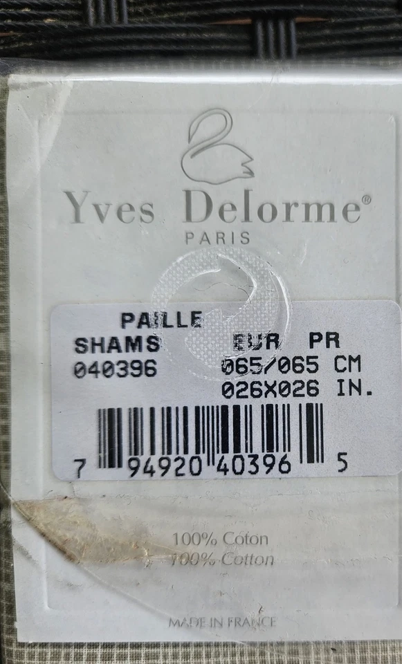 Yves Delorme Paris (2) 26 X 26 Euro Shams tejido de canasta / cuadros tostado y negro RARO Foto 2 de 4