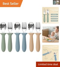 Durable Toddler Cutlery Set - 6 Stainless Steel Forks  Spoons for Easy Feeding