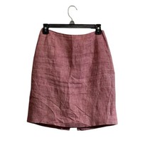 Talbots Pencil Skirt Sz 4P Red White Gingham Irish Linen Career Coastal Classic