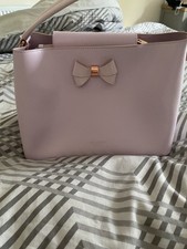 Ted Baker pink leather shoulder bag bow detail detachable strap zip with pouch