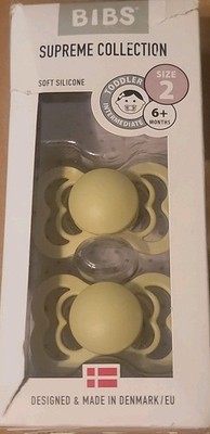 Bibs Supreme Collection Pacifier Size 2 set of 2 Silicone 6+ mo. Made In Denmark