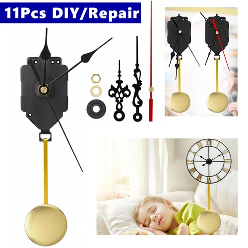 11PCS Quartz Movement Chime Pendulum Quiet Hands 23.5mm Shaft Clock Motor DIY US