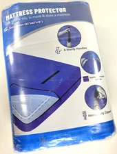 Ticonn HEAVY DUTY MATTRESS BAG Queen Size Mattress Bag BLUE, Zipper w/ Handles