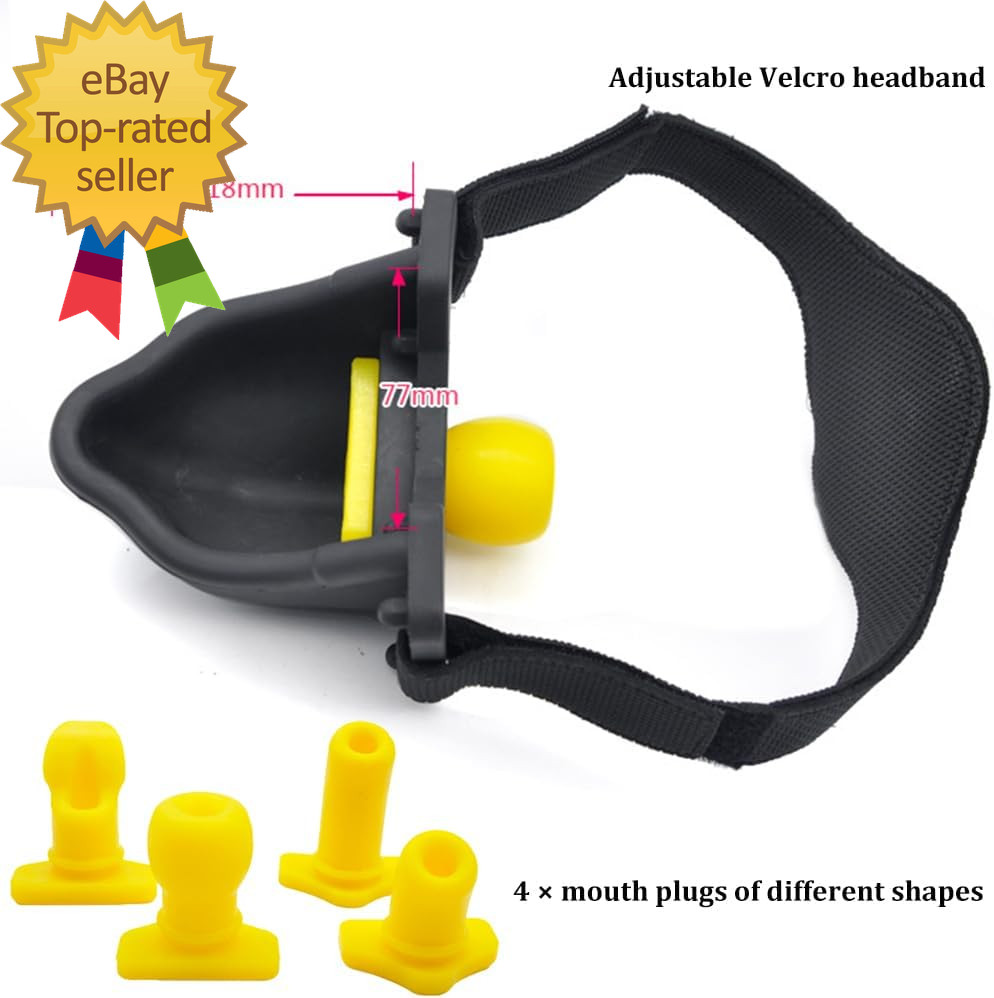 Silicone Funnel Mouth Gag BDSM Bondage Set with 4 Funnel Plug, Head Harness