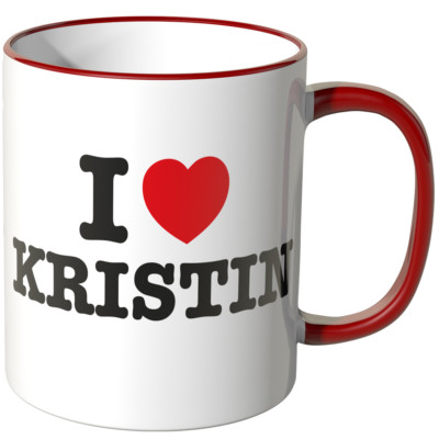 WANDKINGS Tasse, Spruch: ''I LOVE KRISTIN'' ver. Farben Geschenk Geburtstag