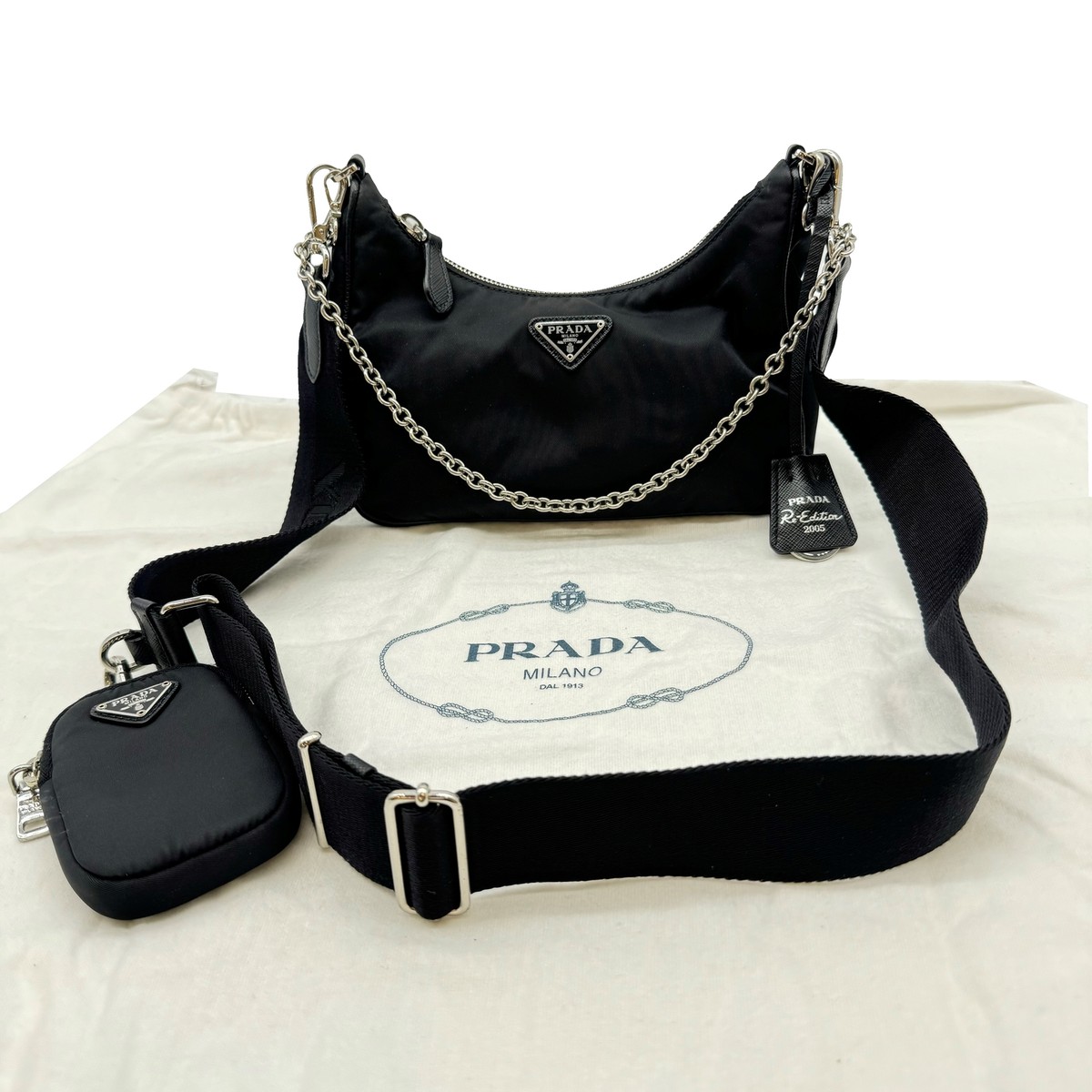 Authentic PRADA RE-Edition 2005 Shoulder Bag 1BH204 Black Authentic PRADA RE-Edition 2005 Shoulder Bag 1BH204 Black