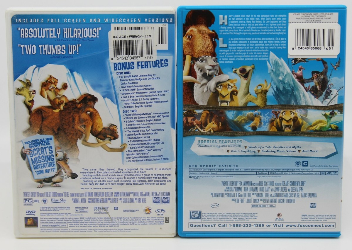 Ice Age 1 + Continental Drift - DVD | eBay