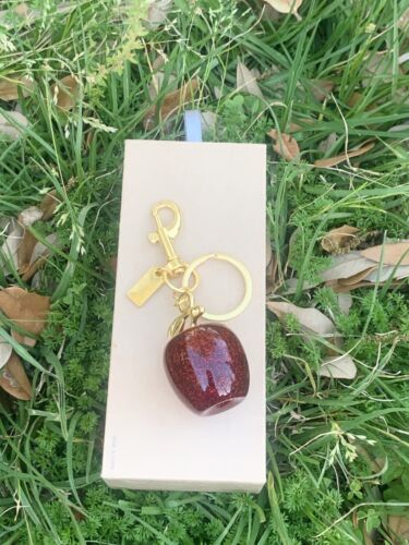 New Cherry Bag Charm Keychain Glitter Resin and Metal Brass Red Apple