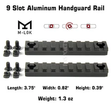 2PCS M-Lok Aluminum Rail 9 Slot Picatinny Weaver for MLOK
