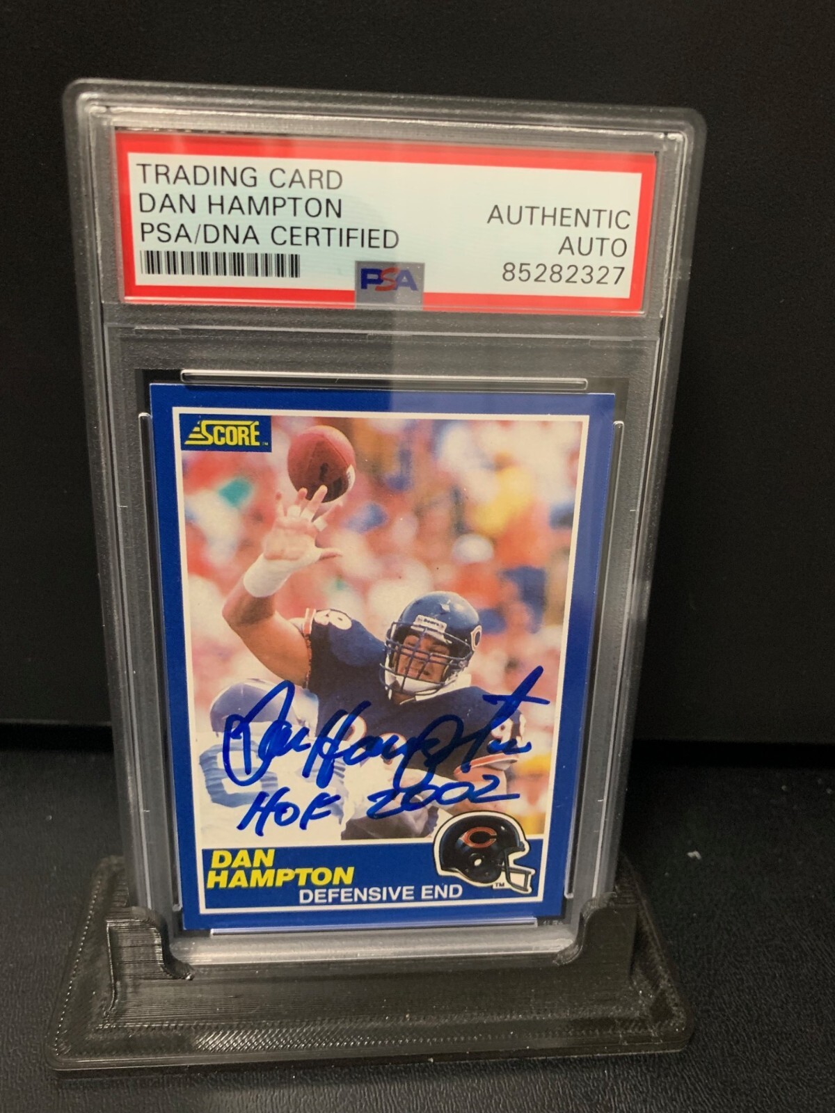 Dan Hampton 1989 Score Autographed Signed autograph football card PSA Slab Bears HOF 