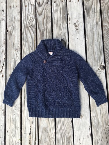 Cat&Jack Navy Blue Shawl Collar Sweater Button Knit Cotton Blend Size 2T Toddler - Picture 3 of 11