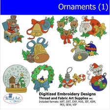 Embroidery Design Set - Ornaments (1) - 10 Designs - 9 Formats - USB Stick
