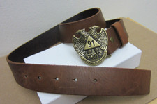 Vintage 90 s 91 Armani Exchange Double Head Eagle Buckle Leather Belt Fits 36