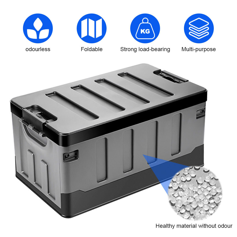 60L Portable Car Organiser Car Trunk Storage Tray Collapsible Foldable Polyester