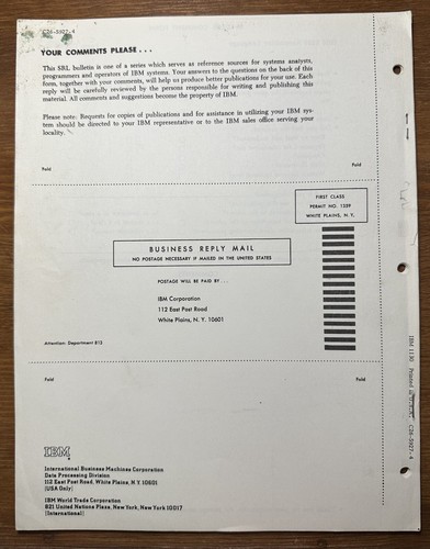 Vintage 1968 IBM Systems Reference Library 1130 Assembler Język Piąta edycja - Zdjęcie 3 z 4