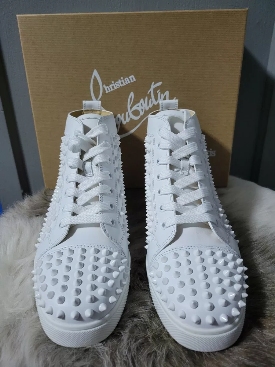 Christian Louboutin Louis Woman Flat Leather White Spike Sneakers 40 NIB AUTH Christian Louboutin Louis Woman Flat Leather White Spike Sneakers 40 NIB AUTH
