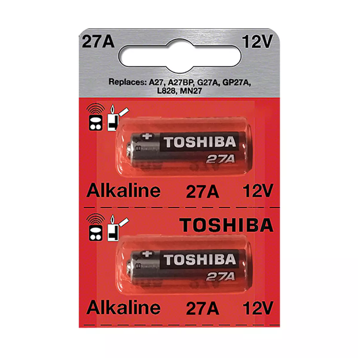 Toshiba 27A 12V Alkaline Battery 27A A27BP G27A GP27A L828 MN27 (2 Batteries)