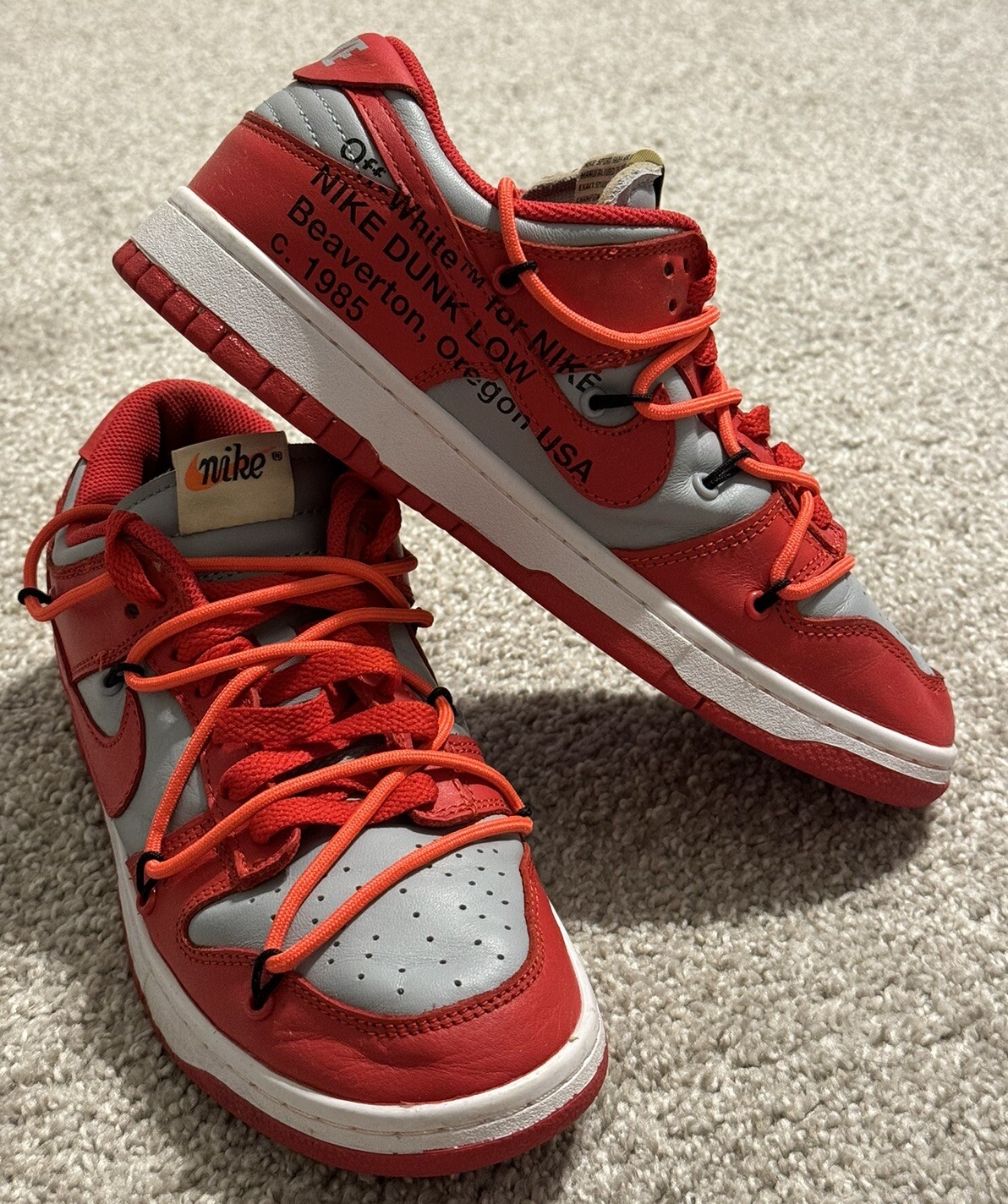 OFF WHITE X NIKE Taglia 7 Nike Dunk Low x OFF WHITE University Red 2019