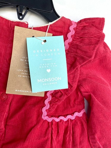 Monsoon London Cord Embroidered Dress 3-6M Appliqué Bird Deer Price $40 - Picture 10 of 11