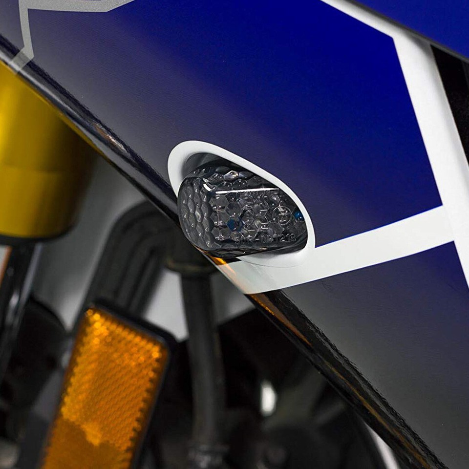 4x Smoke Flush Mount LED Turn Signal Lights For Yamaha YZF R1 R6 R6S (Front)
