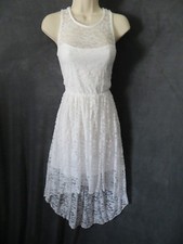 Jump Apparel White Lace Nude Illusion Sleeveless HiLo Boho Spring Prom Dress 3/4