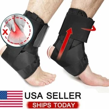 Black Ankle Brace Support Compression Stabilizer Pain Relief Foot Lace Up Wrap