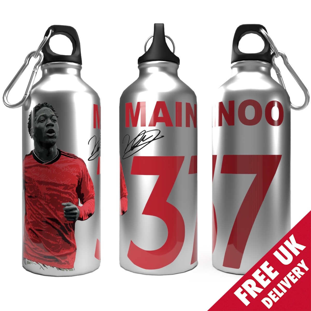 United Water Bottle Mainoo 750ml 2-Lid Aluminium Silver