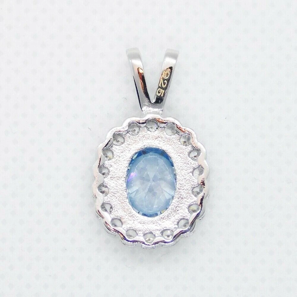 Oval Aquamarin Weißtopas Anhänger 925 Sterlingsilber - Bild 4 von 4